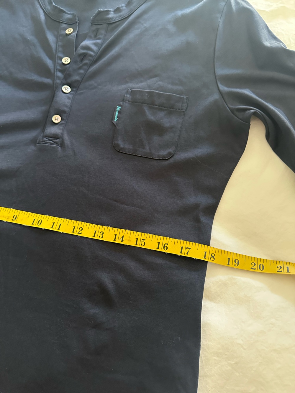 Faconnable Nordstrom Navy Long-Sleeve Henley with Chest Pocket size XL - Picture 10 of 11